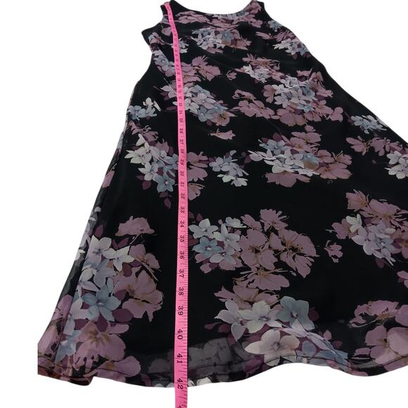 Y2K 90s VINTAGE Floral Long Midi Dress S Whimsigoth Flowy Black Purple Cottage‎ - Picture 5 of 10